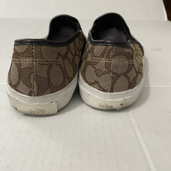 Coach Chrissy Slip On Shoes Sneakers 9B Brown Signature Logo A00245 Designer - Picture 4 of 9